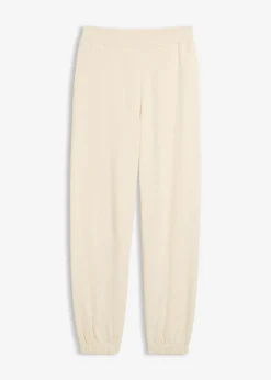 bonprix bonprix Pantalón de chándal de algodón puro Beige natural Online