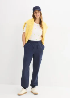 bonprix bonprix Pantalón de chándal de algodón puro Azul marino Online