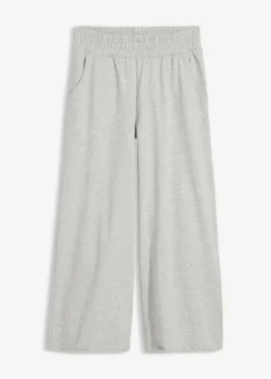 bonprix bonprix Pantalón de chándal de algodón orgánico con largo capri Gris claro jaspeado Sale