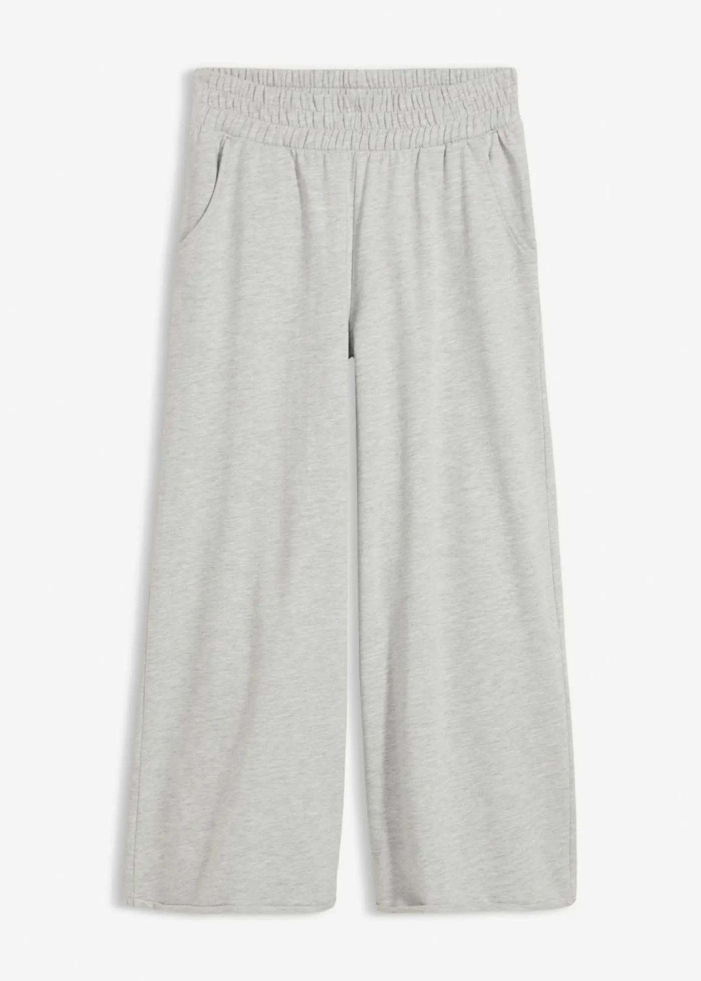 bonprix bonprix Pantalón de chándal de algodón orgánico con largo capri Gris claro jaspeado Sale