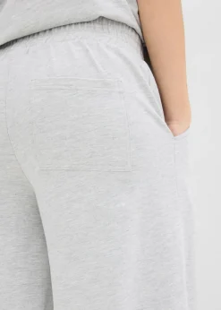 bonprix bonprix Pantalón de chándal de algodón orgánico con largo capri Gris claro jaspeado Sale