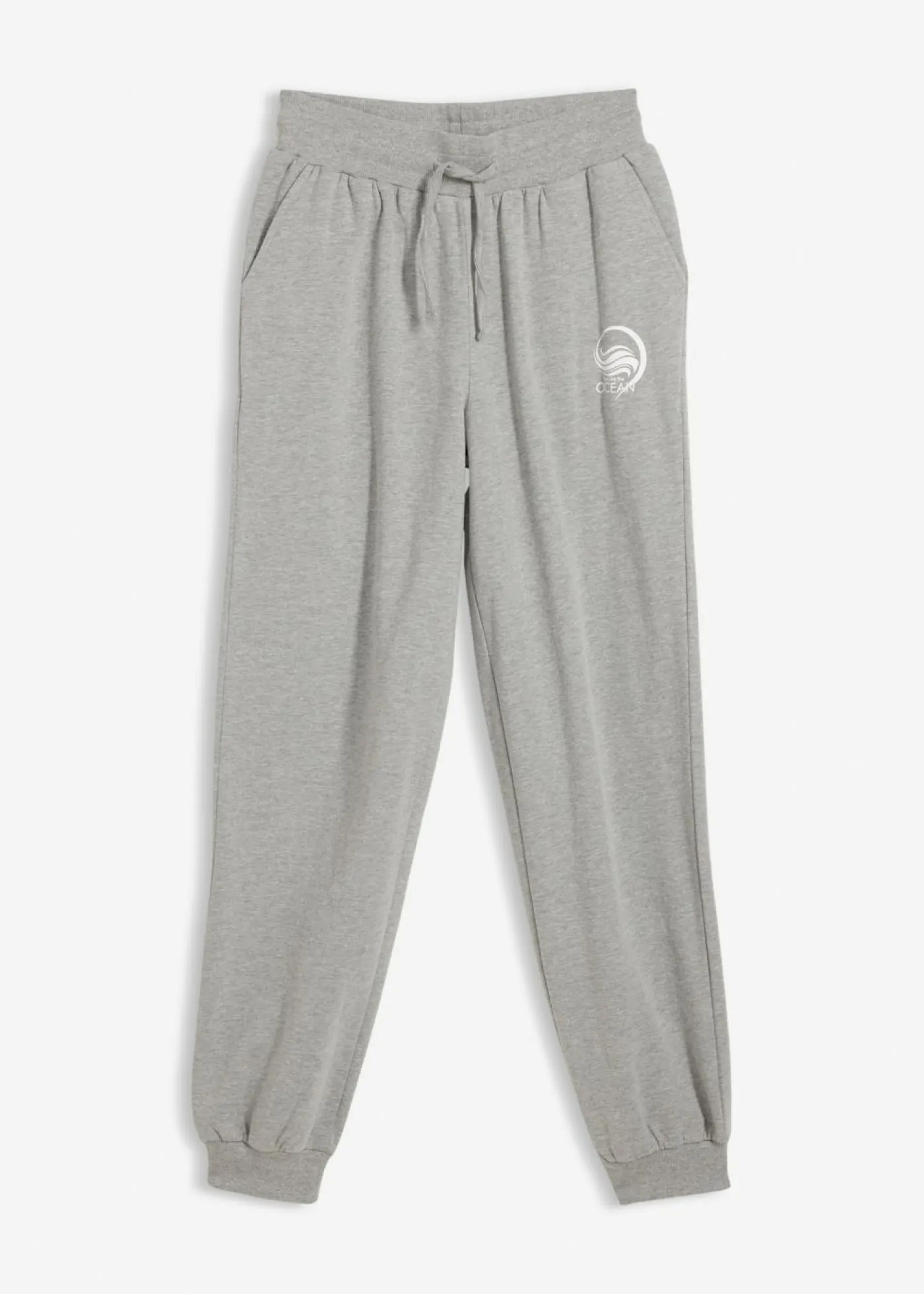 bonprix bonprix Pantalón de chándal de algodón puro Gris claro jaspeado-blanco