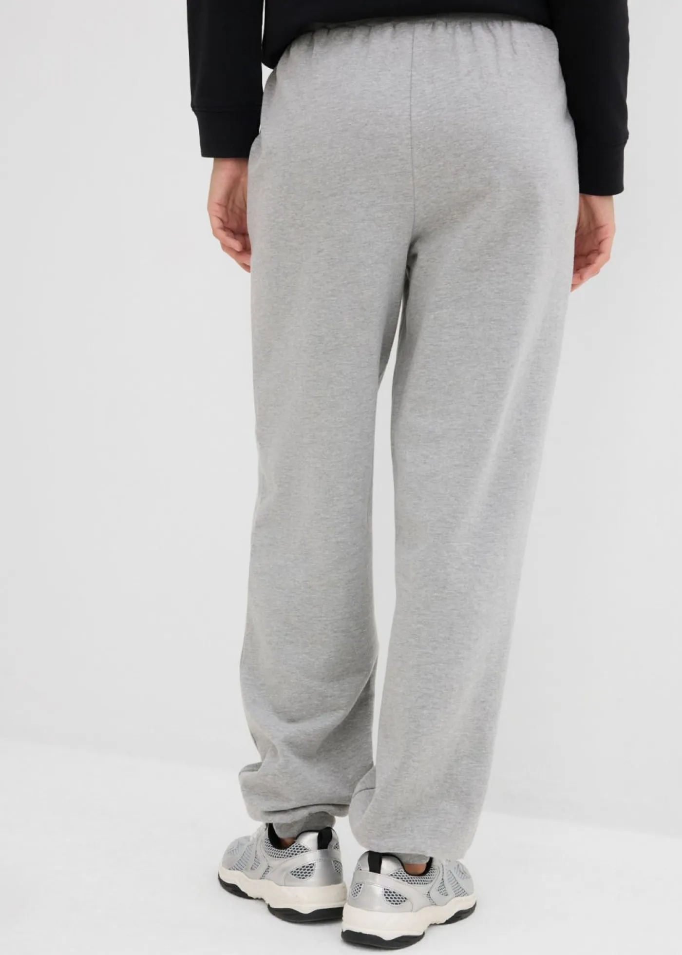 bonprix bonprix Pantalón de chándal de algodón puro Gris claro jaspeado-blanco
