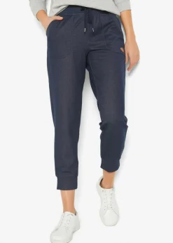 bonprix bonprix Pantalón de chándal de aspecto vaquero de 7/8 Azul oscuro Clearance
