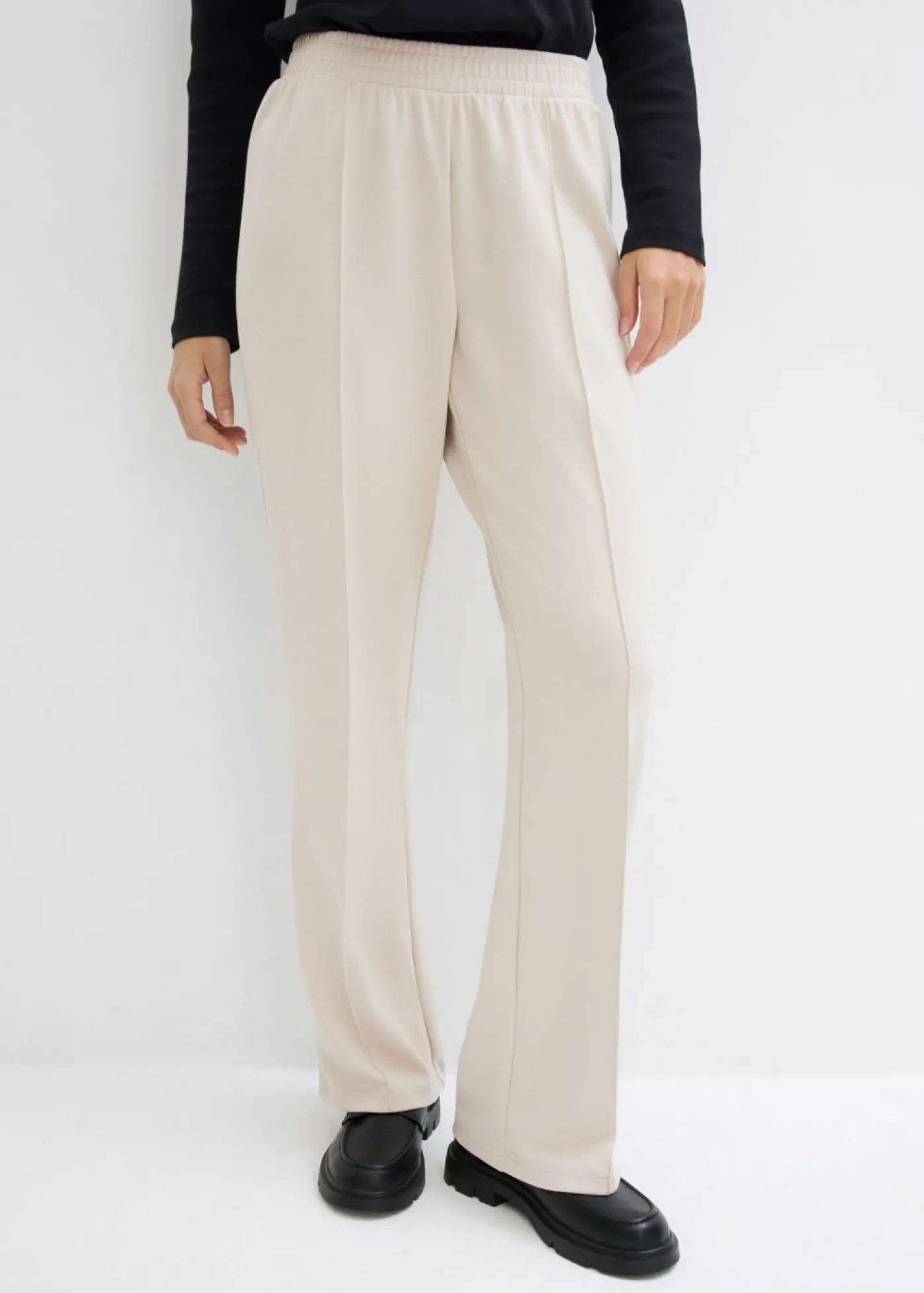 bonprix bonprix Pantalón de chándal de mezcla de viscosa suave gris piedra Outlet