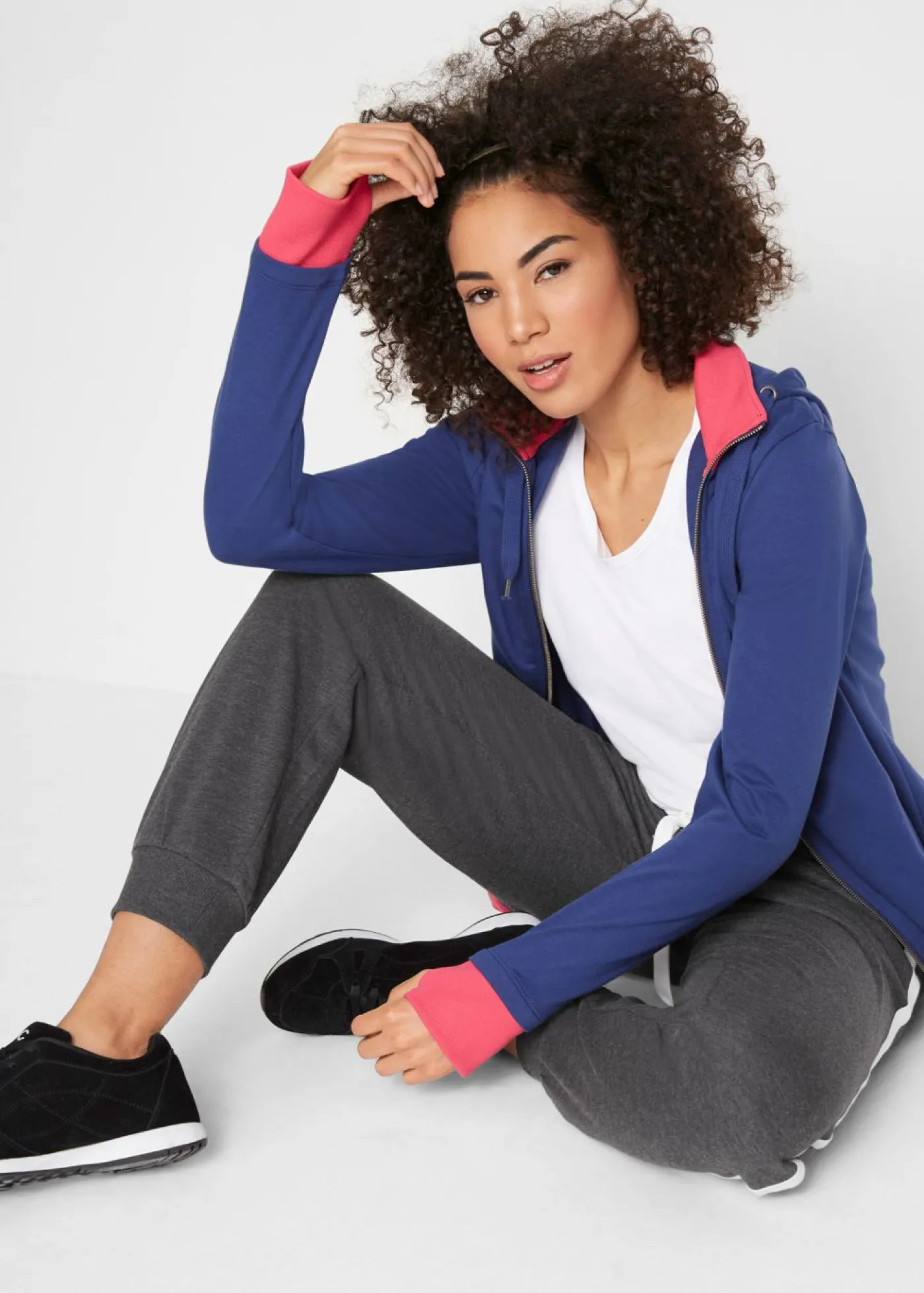 bonprix bonprix Pantalón de chándal de mezcla de algodón negro - blanco moteado Discount