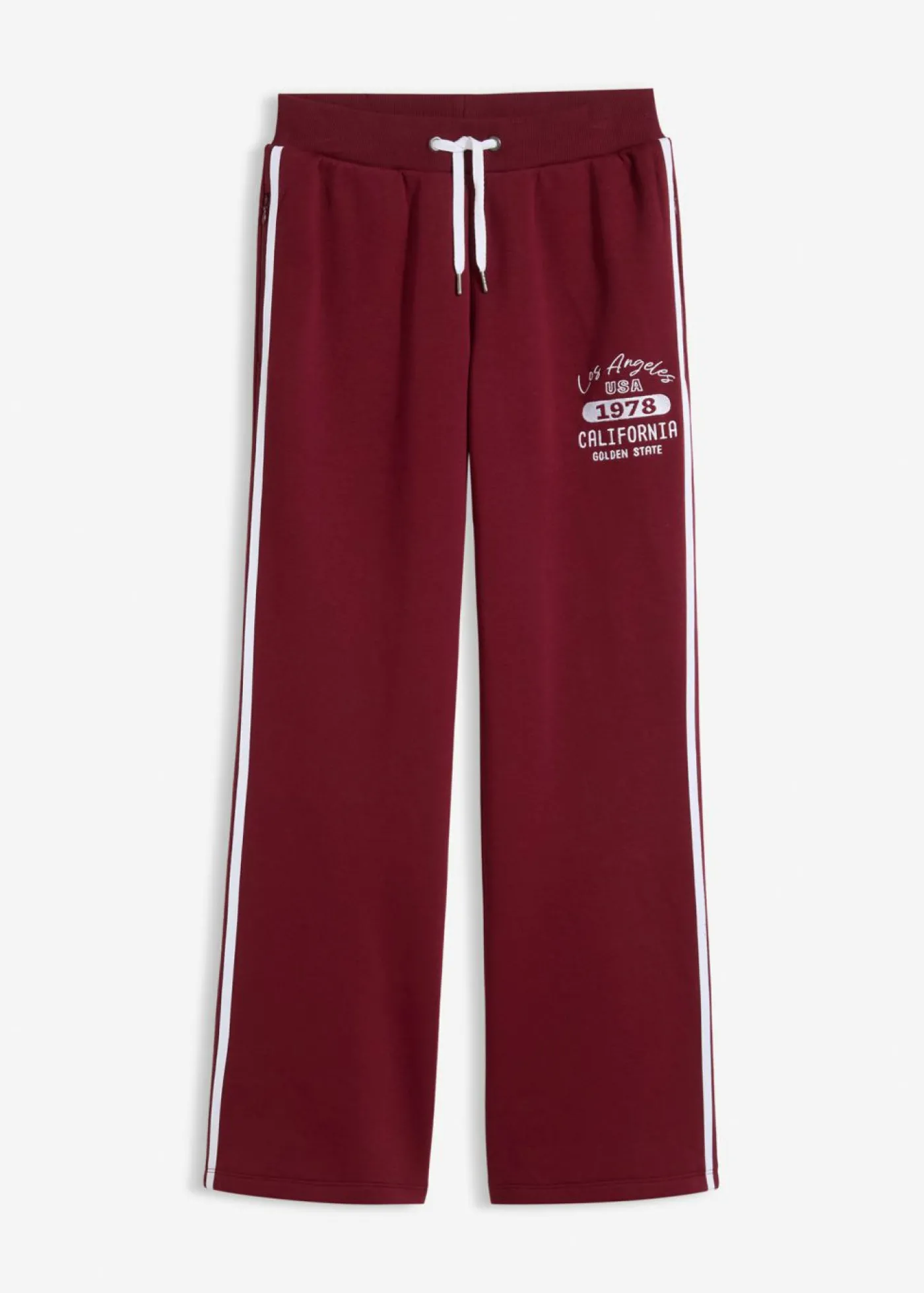 bonprix bonprix Pantalón de chándal de mezcla de algodón suave Rojo avellana/blanco estampado Sale