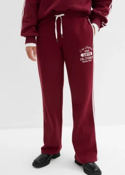 bonprix bonprix Pantalón de chándal de mezcla de algodón suave Rojo avellana/blanco estampado Sale