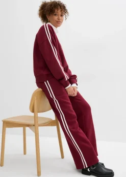 bonprix bonprix Pantalón de chándal de mezcla de algodón suave Rojo avellana/blanco estampado Sale