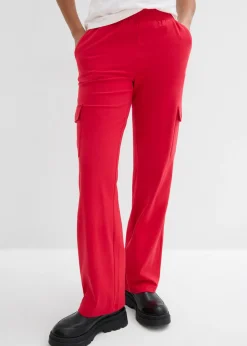 bonprix bonprix Pantalón de chándal en mezcla de algodón elástico Rojo Clearance
