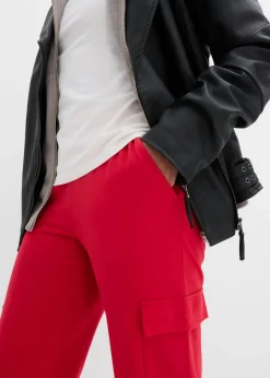 bonprix bonprix Pantalón de chándal en mezcla de algodón elástico Rojo Clearance