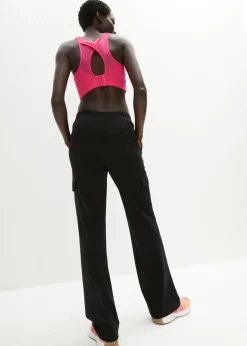bonprix bonprix Pantalón de chándal en mezcla de algodón elástico Negro Clearance