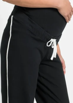 bonprix bonprix Pantalón de chándal premamá de algodón ecológico con pierna recta Negro Sale