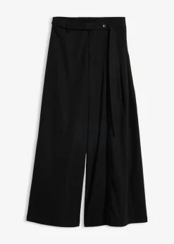 bonprix bonprix Pantalón de corte ancho con cintura cómoda Negro