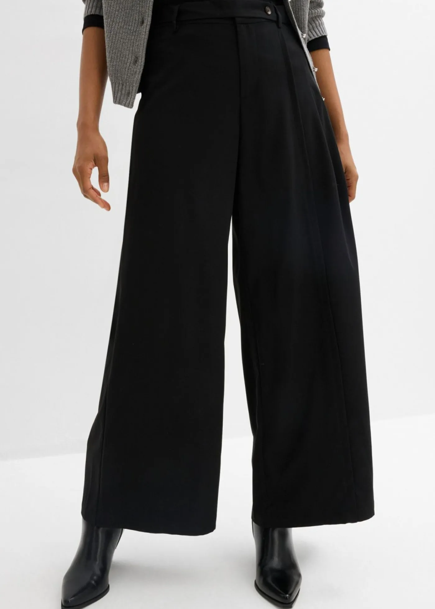 bonprix bonprix Pantalón de corte ancho con cintura cómoda Negro