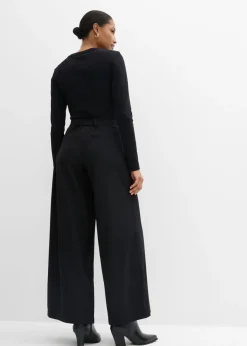bonprix bonprix Pantalón de corte ancho con cintura cómoda Negro