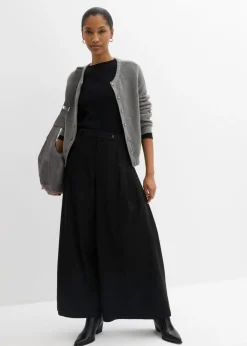 bonprix bonprix Pantalón de corte ancho con cintura cómoda Negro