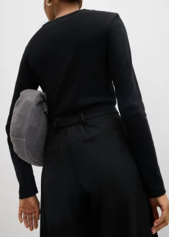 bonprix bonprix Pantalón de corte ancho con cintura cómoda Negro