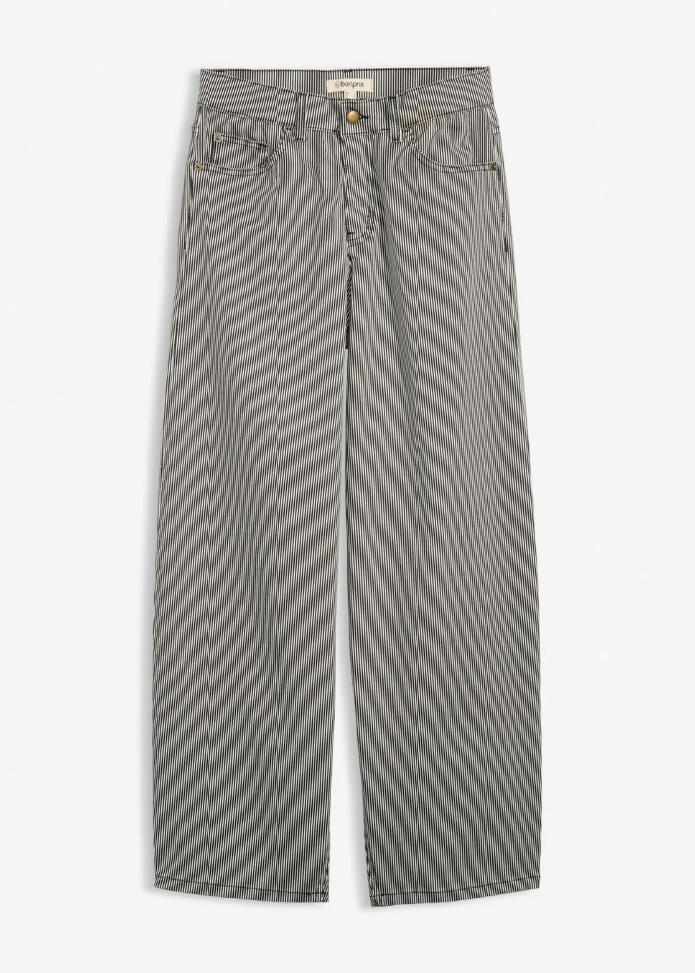 bonprix bonprix Pantalón de corte balloon con rayas negro-blanco lana con rayas Outlet
