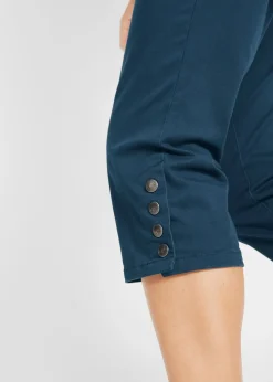 bonprix bonprix Pantalón de corte capri con cintura elástica y botones Azul oscuro Hot