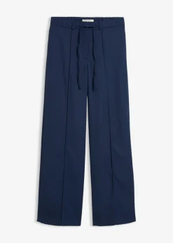 bonprix bonprix Pantalón de corte recto con cintura cómoda Azul marino Outlet