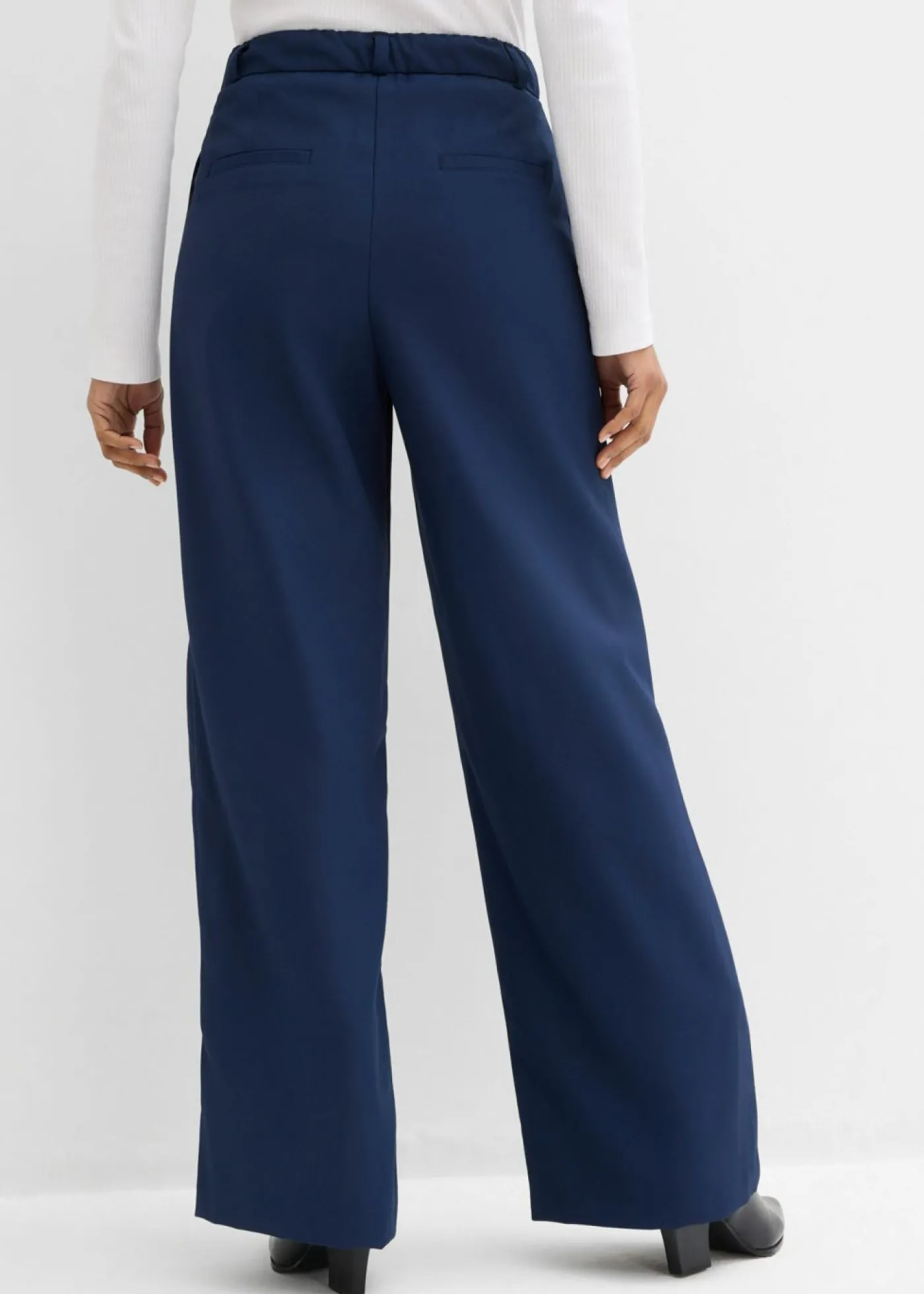 bonprix bonprix Pantalón de corte recto con cintura cómoda Azul marino Outlet
