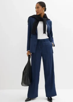 bonprix bonprix Pantalón de corte recto con cintura cómoda Azul marino Outlet
