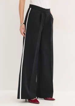 bonprix bonprix Pantalón de estilo palazzo Negro-blanco Discount
