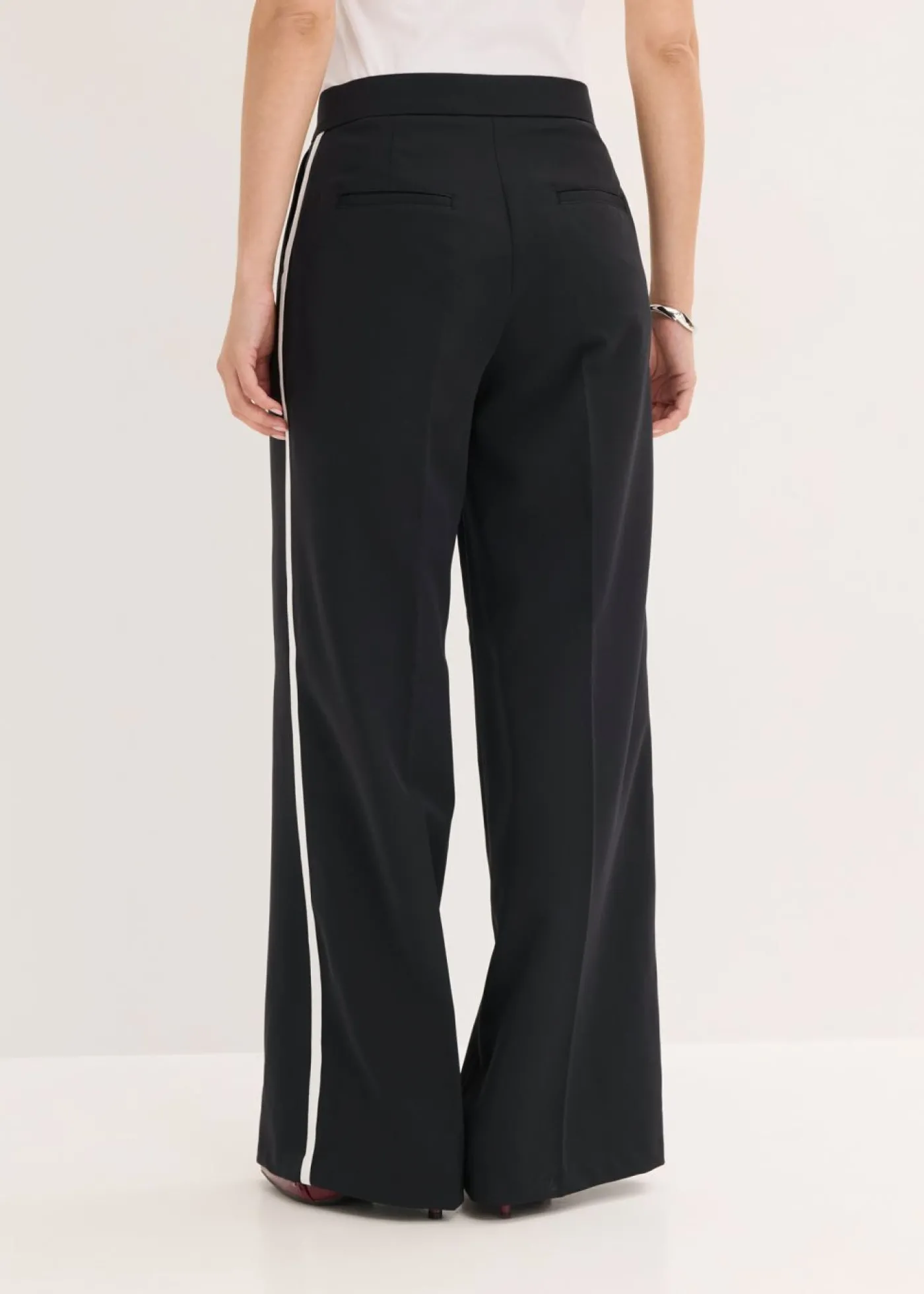 bonprix bonprix Pantalón de estilo palazzo Negro-blanco Discount