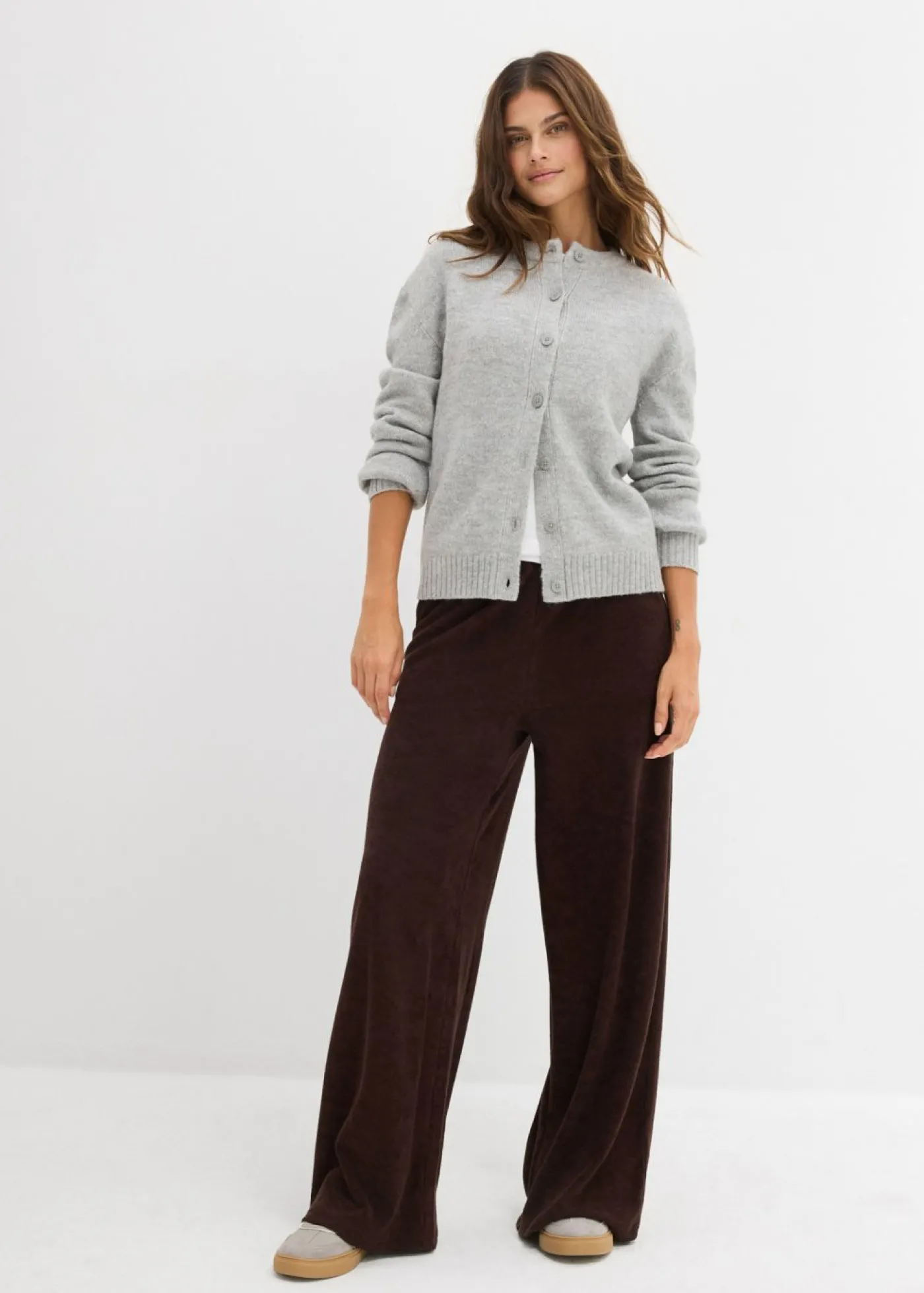 bonprix bonprix Pantalón de felpa de punto Marrón oscuro Best