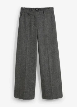 bonprix bonprix Pantalón de lana con patrón de espiga Gris-negro Best