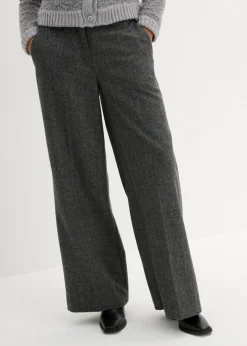 bonprix bonprix Pantalón de lana con patrón de espiga Gris-negro Best