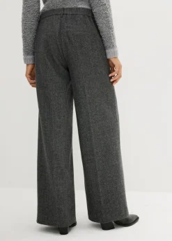 bonprix bonprix Pantalón de lana con patrón de espiga Gris-negro Best