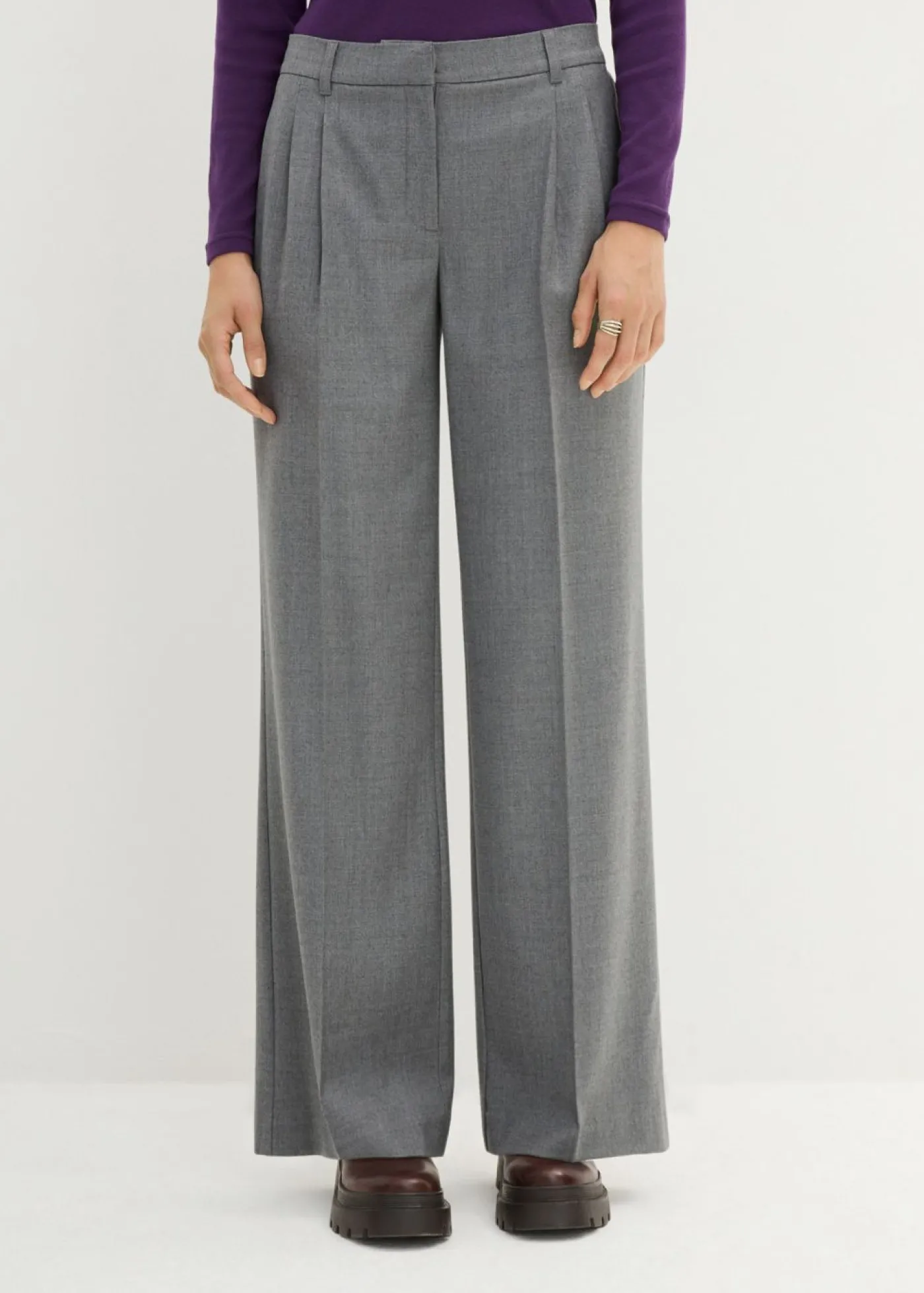 bonprix bonprix Pantalón de lana con pinzas gris moteado Hot