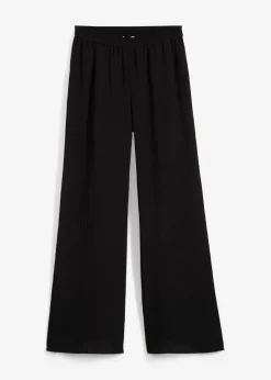 bonprix bonprix Pantalón de mezcla arrugada de viscosa con estructura Negro Hot