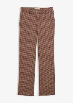 bonprix bonprix Pantalón de mezcla de lana suave Beige almendra/marrón oscuro de cuadros Clearance