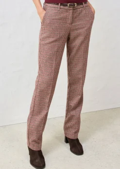 bonprix bonprix Pantalón de mezcla de lana suave Beige almendra/marrón oscuro de cuadros Clearance