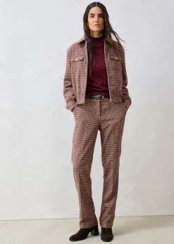 bonprix bonprix Pantalón de mezcla de lana suave Beige almendra/marrón oscuro de cuadros Clearance