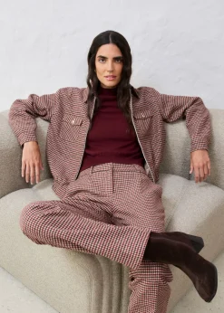 bonprix bonprix Pantalón de mezcla de lana suave Beige almendra/marrón oscuro de cuadros Clearance