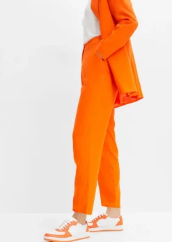 bonprix bonprix Pantalón de mezcla de lino y viscosa con talle alto y pernera corta Naranja cálido Hot