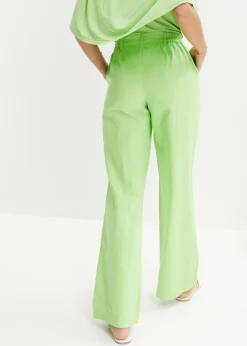 bonprix bonprix Pantalón de mezcla de lino y algodón Verde apio Sale