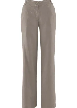 bonprix bonprix Pantalón de mezcla de lino y algodón Marrón grisáceo Clearance