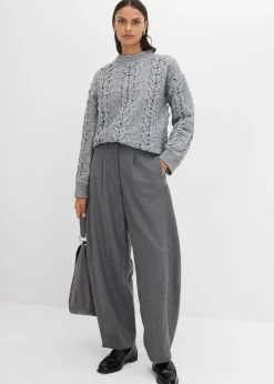 bonprix bonprix Pantalón de mezcla de viscosa con cinturilla cómoda Gris jaspeado Hot