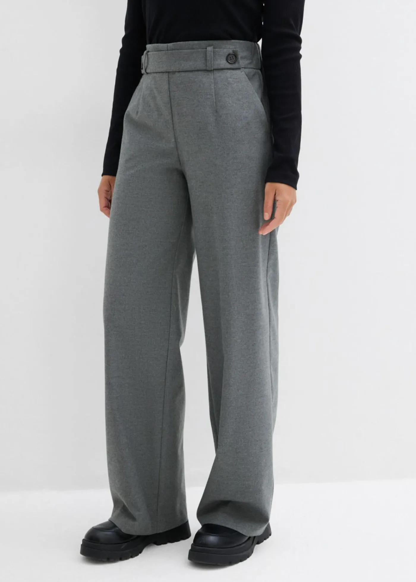 bonprix bonprix Pantalón de mezcla de viscosa Gris oscuro jaspeado Online
