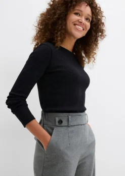 bonprix bonprix Pantalón de mezcla de viscosa Gris oscuro jaspeado Online