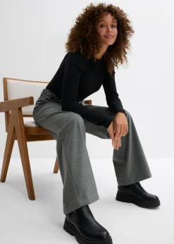 bonprix bonprix Pantalón de mezcla de viscosa Gris oscuro jaspeado Online