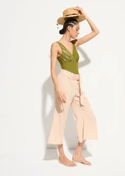 bonprix bonprix Pantalón de muselina capri para la playa Beige tiza Clearance