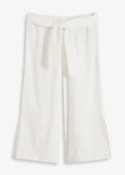 bonprix bonprix Pantalón de muselina capri para la playa Blanco Outlet