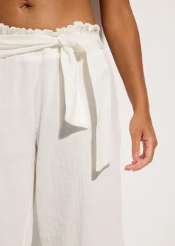 bonprix bonprix Pantalón de muselina capri para la playa Blanco Outlet