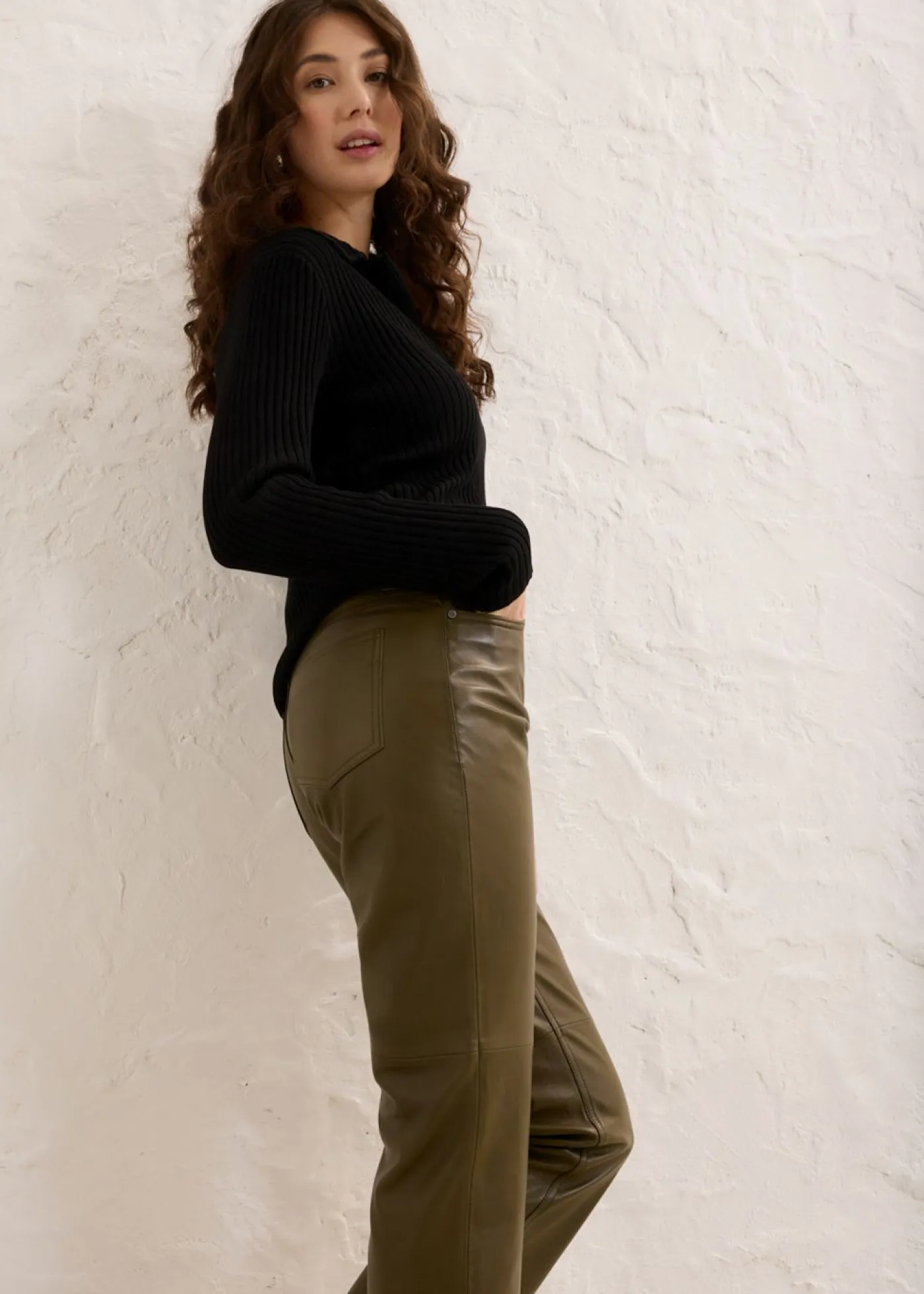 bonprix bonprix Pantalón de napa de borrego Caqui Online